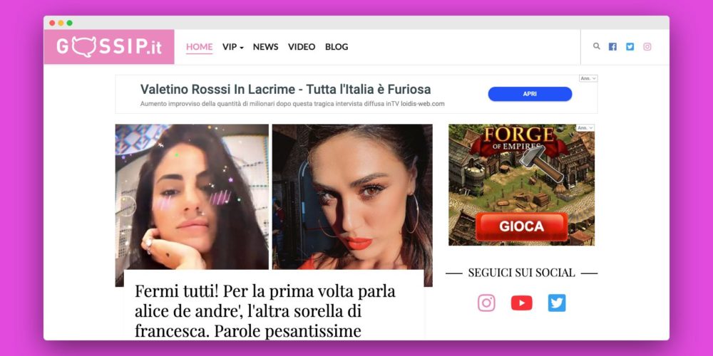 Gossip.it – Il primo quotidiano di cronaca rosa, costume e società d’Italia